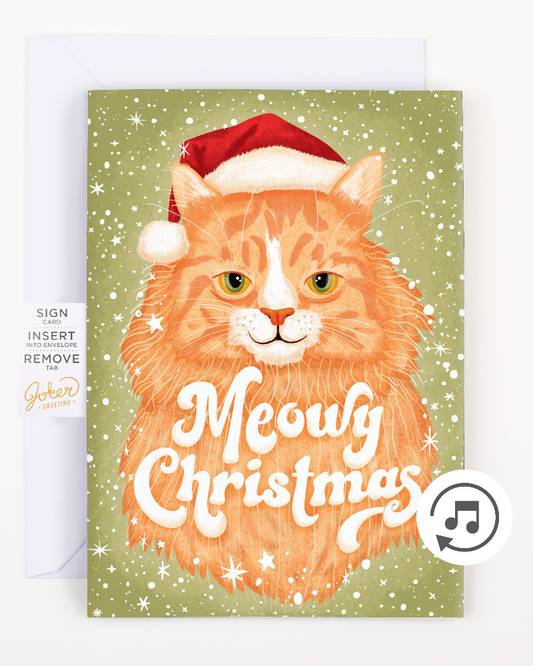 TYII™ Endless Meowing Christmas Card – Nonstop Musical Cat Prank Greeting Card with Glitter Surprise