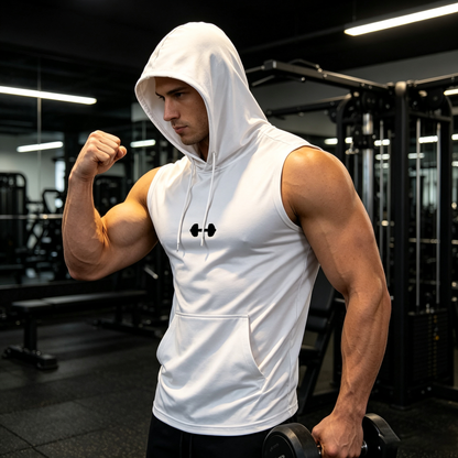 Tyiipro™ Men's Quick-Dry Hooded Sleeveless Tank Top – Lightweight Athletic Workout Shirt