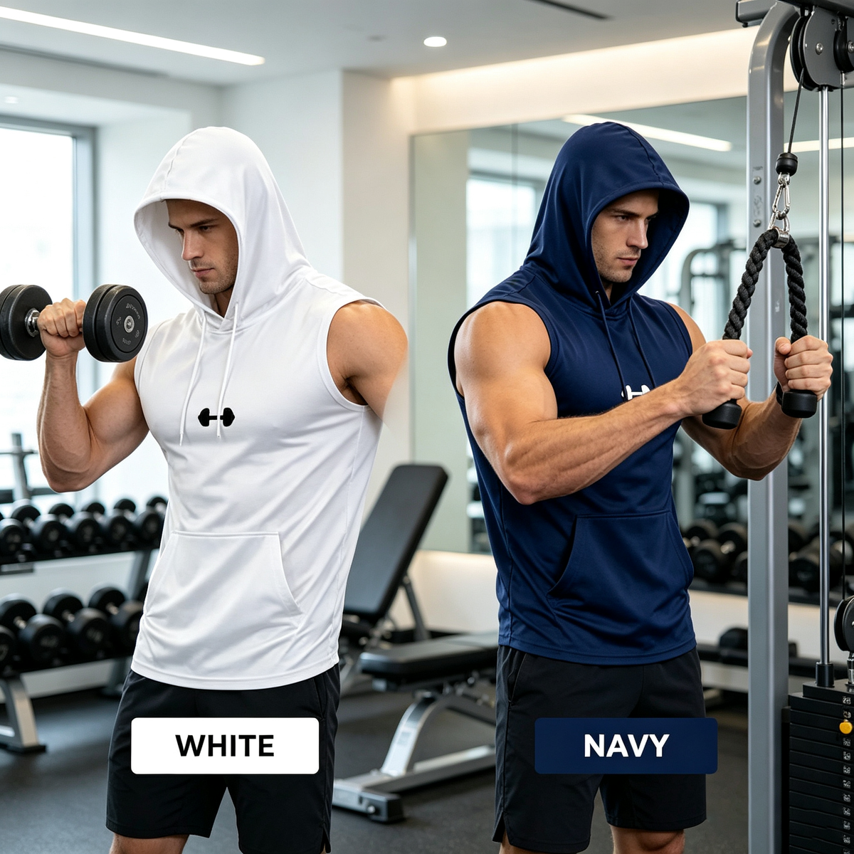 Tyiipro™ Men's Quick-Dry Hooded Sleeveless Tank Top – Lightweight Athletic Workout Shirt