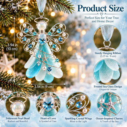 TYII™ Guardian Angel Sea Glass Ornament – Ocean Blue Crystal Angel Christmas Tree Decoration, Meaningful Keepsake Gift
