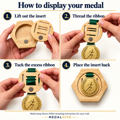 TYII™ Wooden Honeycomb Medal Display Holder