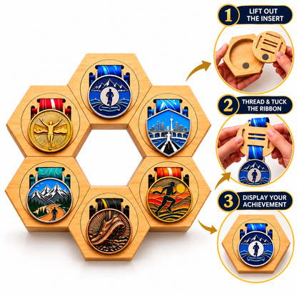 TYII™ Wooden Honeycomb Medal Display Holder
