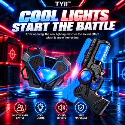 TYII™ 2-Player Laser Tag Set for Kids – Infrared Blaster Guns with LED Chest Sensors, Lights & Sounds, Indoor & Outdoor Battle Game