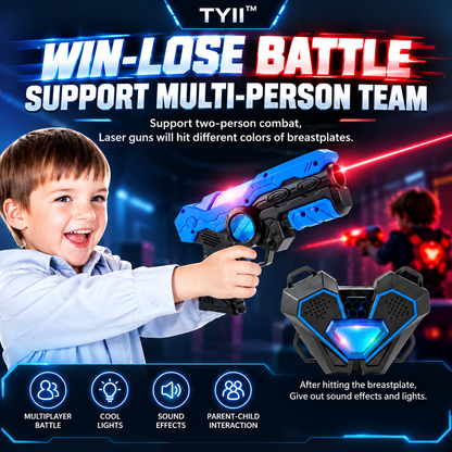 TYII™ 2-Player Laser Tag Set for Kids – Infrared Blaster Guns with LED Chest Sensors, Lights & Sounds, Indoor & Outdoor Battle Game