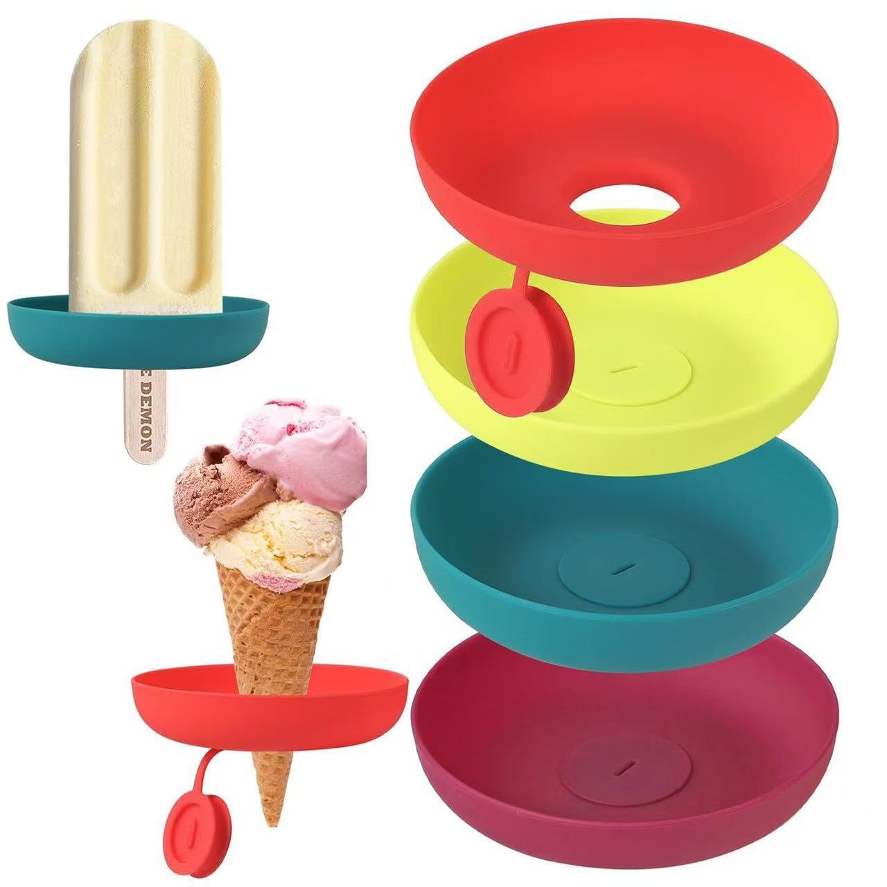 4PCS Silicone Ice Pop Holder - Drip Catcher for Frozen Treats - Dishwasher Safe Summer Kids and Toddler Essentials