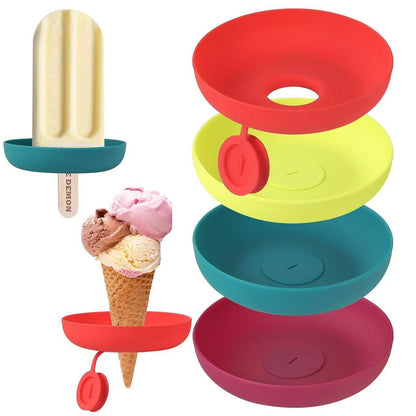 4PCS Silicone Ice Pop Holder - Drip Catcher for Frozen Treats - Dishwasher Safe Summer Kids and Toddler Essentials