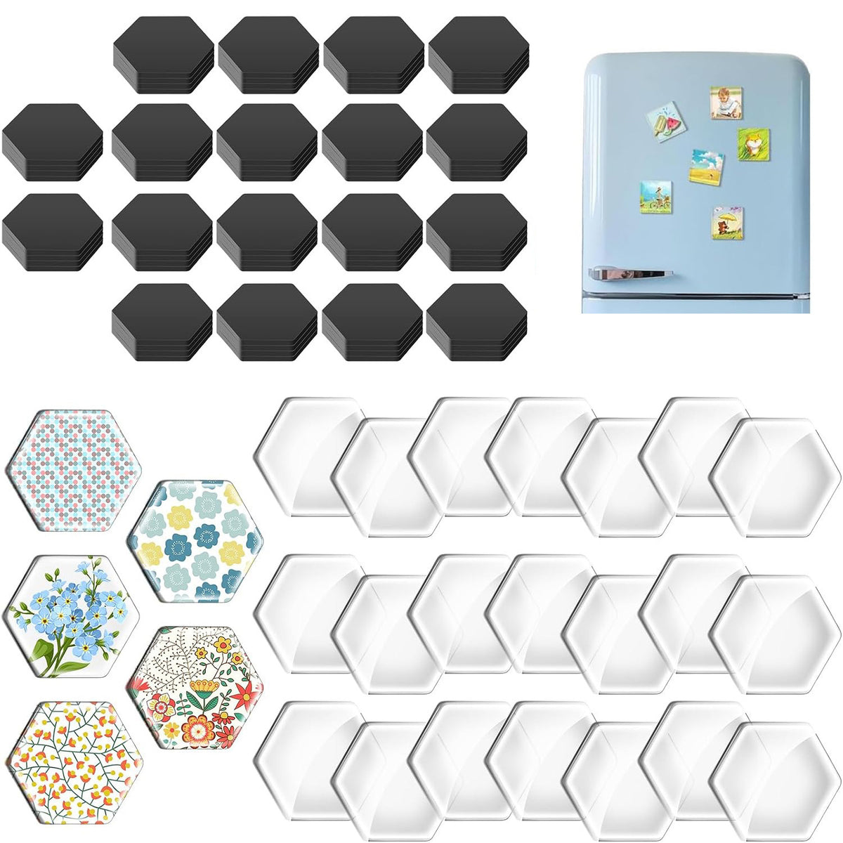 DIY Fridge Magnet Kit – Clear Acrylic Magnetic Pieces for Photos & Crafts