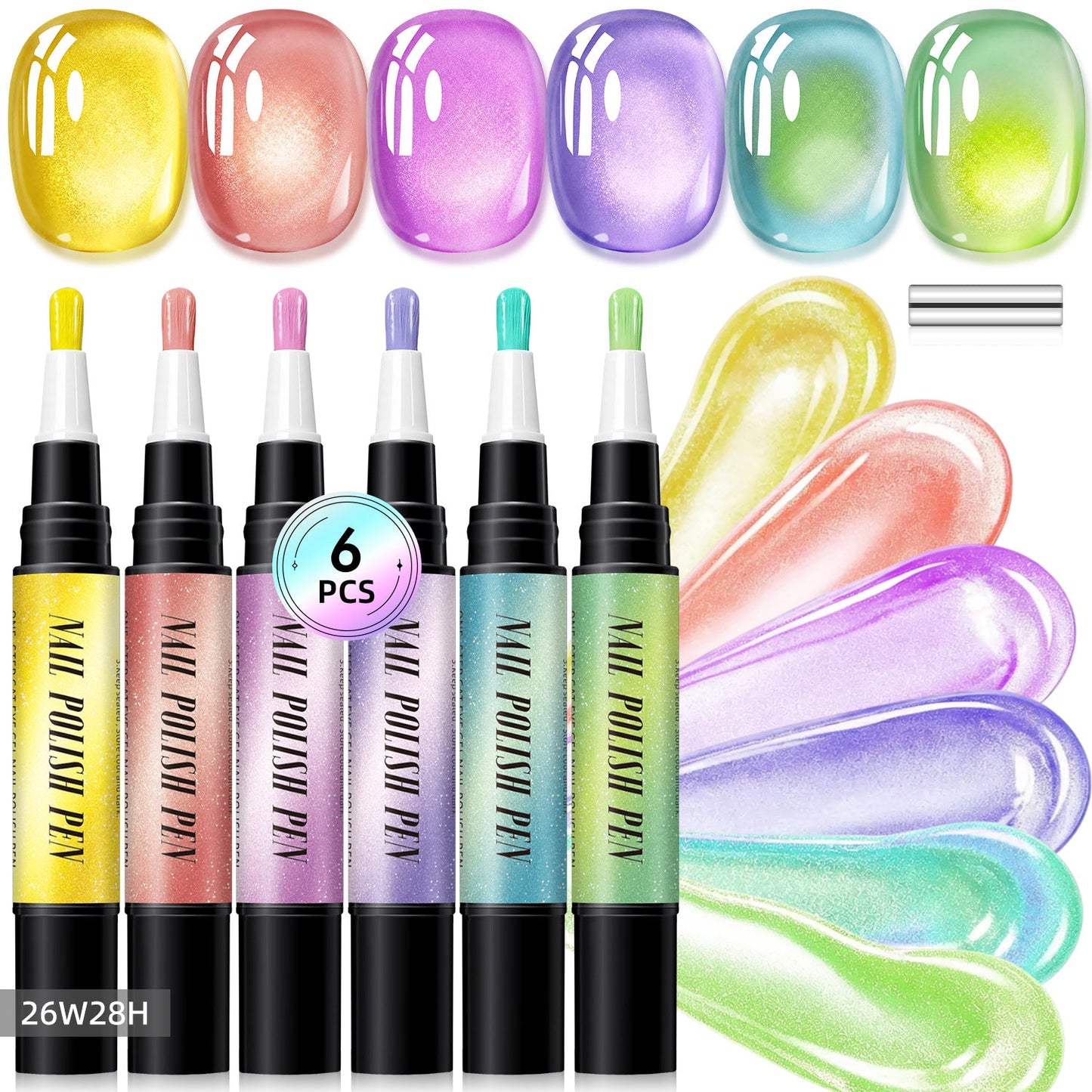 6PCS One-Step Gel Nail Art Pen Set