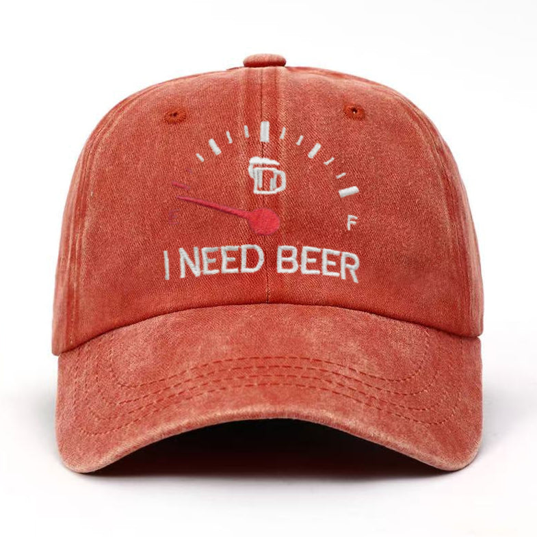 🍺 ‘I NEED BEER’  Embroidered Baseball Cap – Unisex Adjustable Washed Vintage Hat