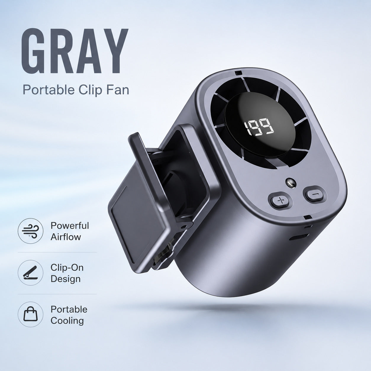 ❄️TYIIPRO™ 199-Speed USB Rechargeable Clip-On Fan – Portable, Strong Clamp, Long-Lasting Battery for Car, Desk & Travel