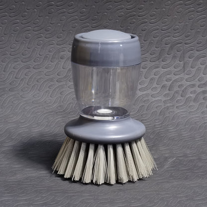 Soap Dispensing Palm Brush with Interchangeable Heads – Refillable Dish Scrubber for Kitchen Cleaning