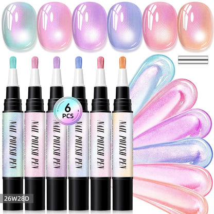 6PCS One-Step Gel Nail Art Pen Set