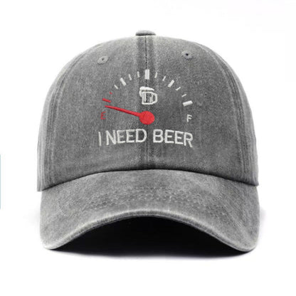 🍺 ‘I NEED BEER’  Embroidered Baseball Cap – Unisex Adjustable Washed Vintage Hat