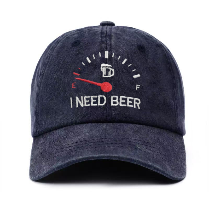 🍺 ‘I NEED BEER’  Embroidered Baseball Cap – Unisex Adjustable Washed Vintage Hat