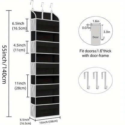 5-Tier Over The Door Hanging Organizer | Large Capacity Closet Storage Organizer with Reinforced Shelves