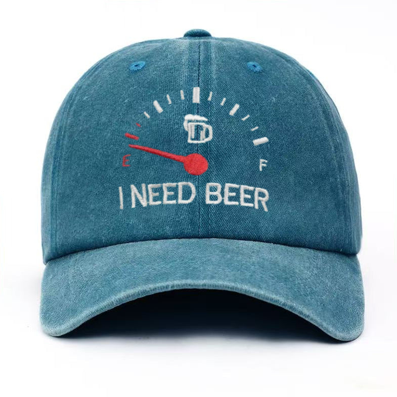🍺 ‘I NEED BEER’  Embroidered Baseball Cap – Unisex Adjustable Washed Vintage Hat