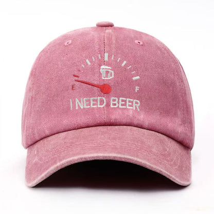 🍺 ‘I NEED BEER’  Embroidered Baseball Cap – Unisex Adjustable Washed Vintage Hat