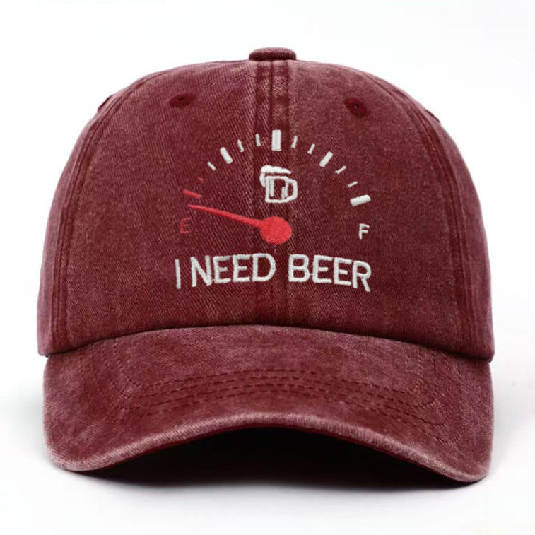 🍺 ‘I NEED BEER’  Embroidered Baseball Cap – Unisex Adjustable Washed Vintage Hat