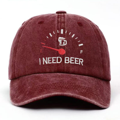 🍺 ‘I NEED BEER’  Embroidered Baseball Cap – Unisex Adjustable Washed Vintage Hat
