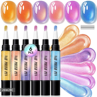 6PCS One-Step Gel Nail Art Pen Set