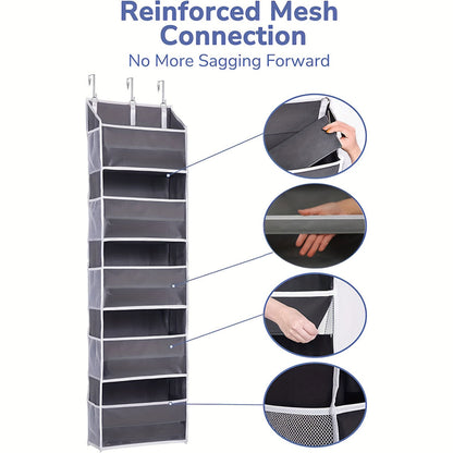 5-Tier Over The Door Hanging Organizer | Large Capacity Closet Storage Organizer with Reinforced Shelves