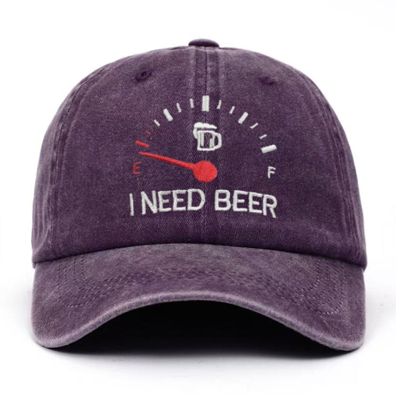 🍺 ‘I NEED BEER’  Embroidered Baseball Cap – Unisex Adjustable Washed Vintage Hat