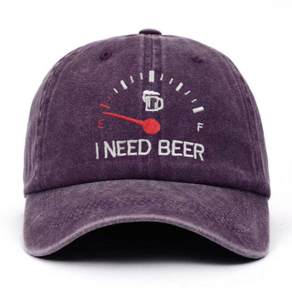 🍺 ‘I NEED BEER’  Embroidered Baseball Cap – Unisex Adjustable Washed Vintage Hat