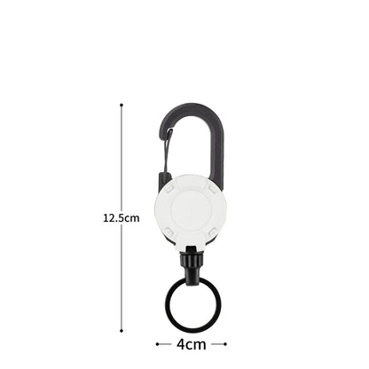 Heavy-Duty Retractable Carabiner Keychain – 25in Steel Lanyard, 100K Pull Cycles