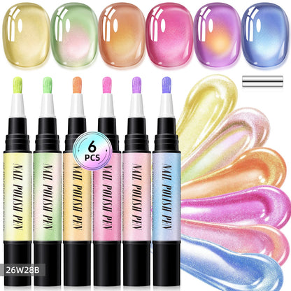 6PCS One-Step Gel Nail Art Pen Set