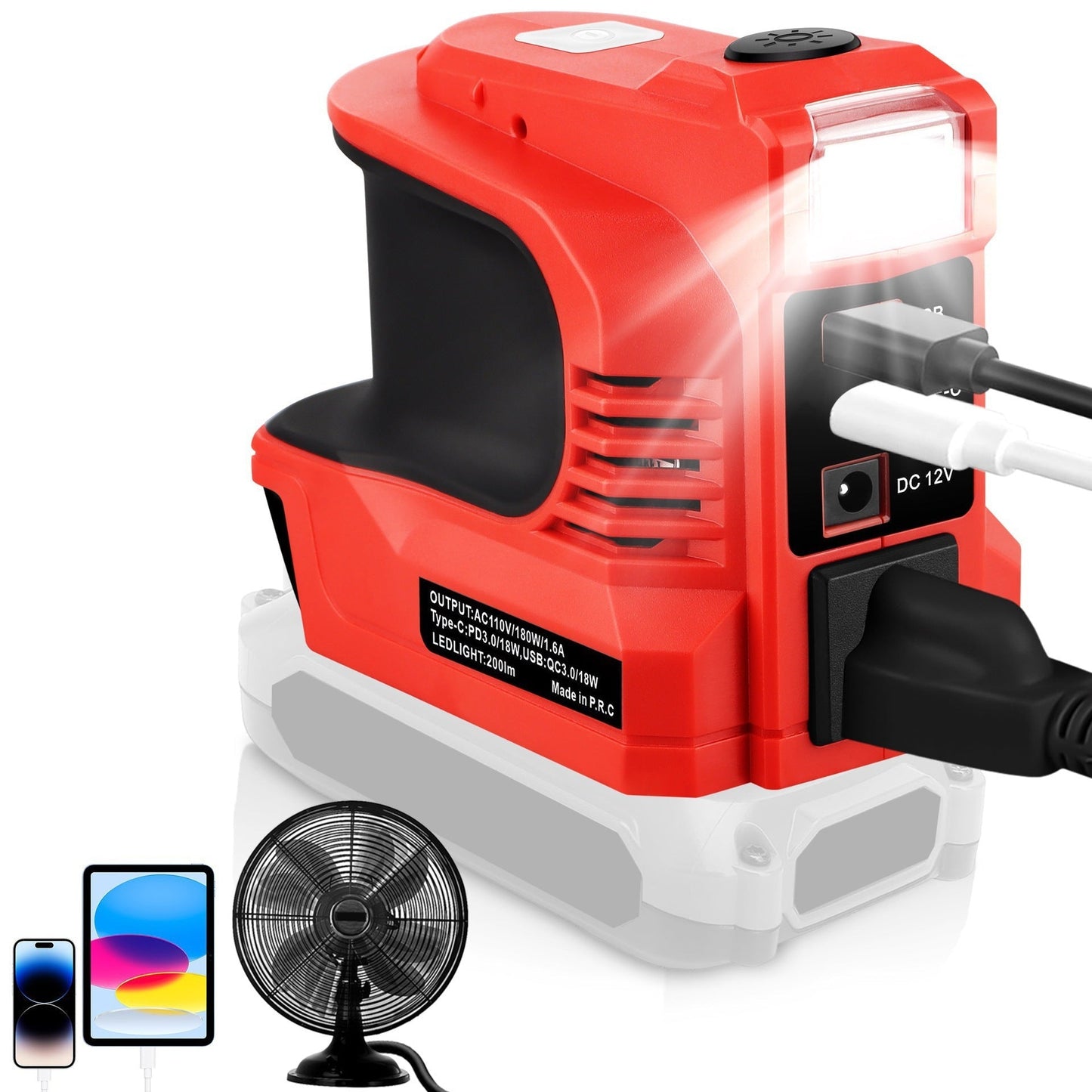 🏕️ OUTDOOR POWER DEAL⚡TYIIPRO™ Portable Battery Power Inverter – AC Outlet, USB & LED Light Power Adapter