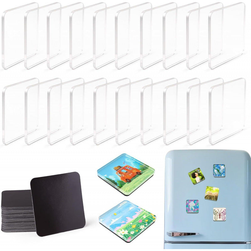 DIY Fridge Magnet Kit – Clear Acrylic Magnetic Pieces for Photos & Crafts