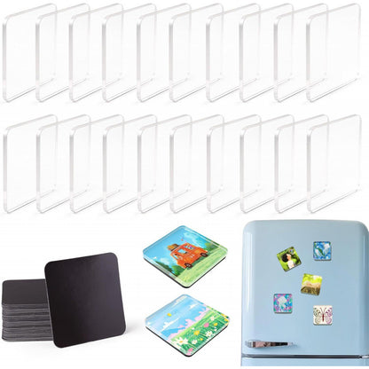 DIY Fridge Magnet Kit – Clear Acrylic Magnetic Pieces for Photos & Crafts