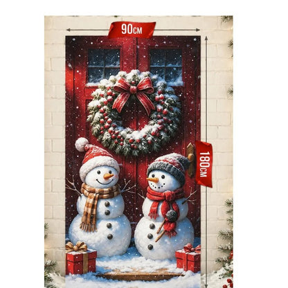 Santa Christmas Door Cover with Elastic Edges | Reusable Holiday Decor
