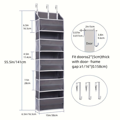 5-Tier Over The Door Hanging Organizer | Large Capacity Closet Storage Organizer with Reinforced Shelves