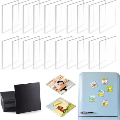 DIY Fridge Magnet Kit – Clear Acrylic Magnetic Pieces for Photos & Crafts
