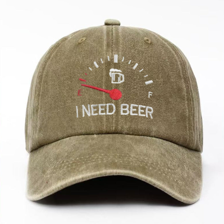 🍺 ‘I NEED BEER’  Embroidered Baseball Cap – Unisex Adjustable Washed Vintage Hat