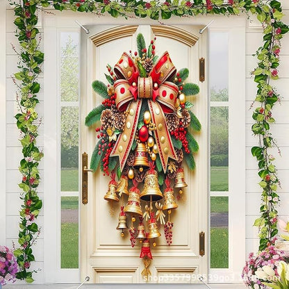Santa Christmas Door Cover with Elastic Edges | Reusable Holiday Decor