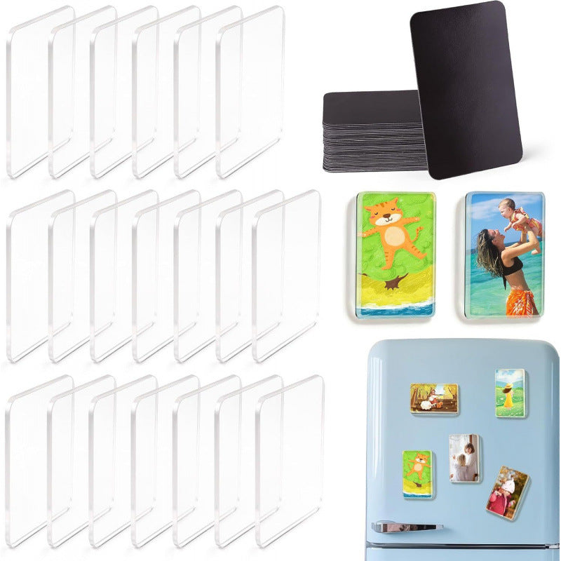 DIY Fridge Magnet Kit – Clear Acrylic Magnetic Pieces for Photos & Crafts