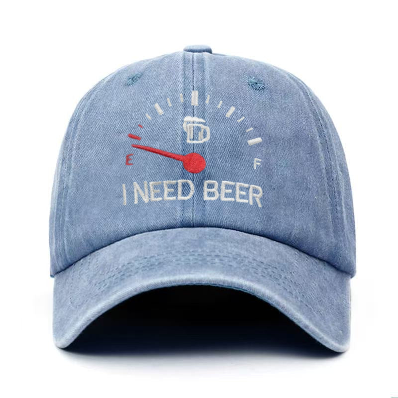 🍺 ‘I NEED BEER’  Embroidered Baseball Cap – Unisex Adjustable Washed Vintage Hat
