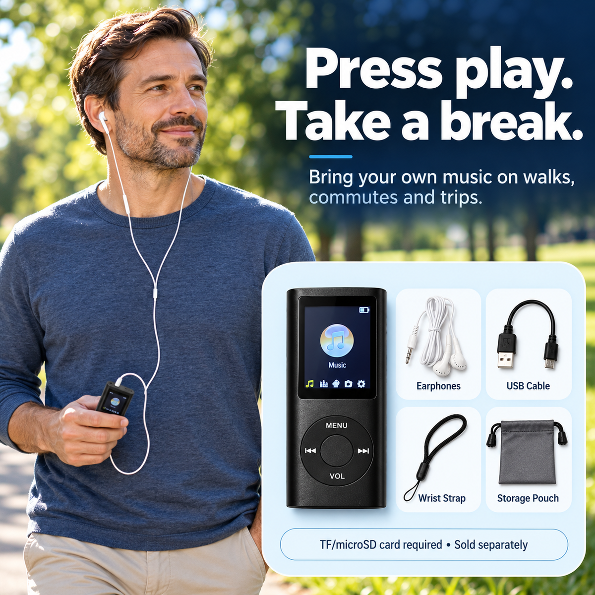 🎵 Retro MP3 Player – Classic Portable Music Player with Bluetooth & Offline Playback