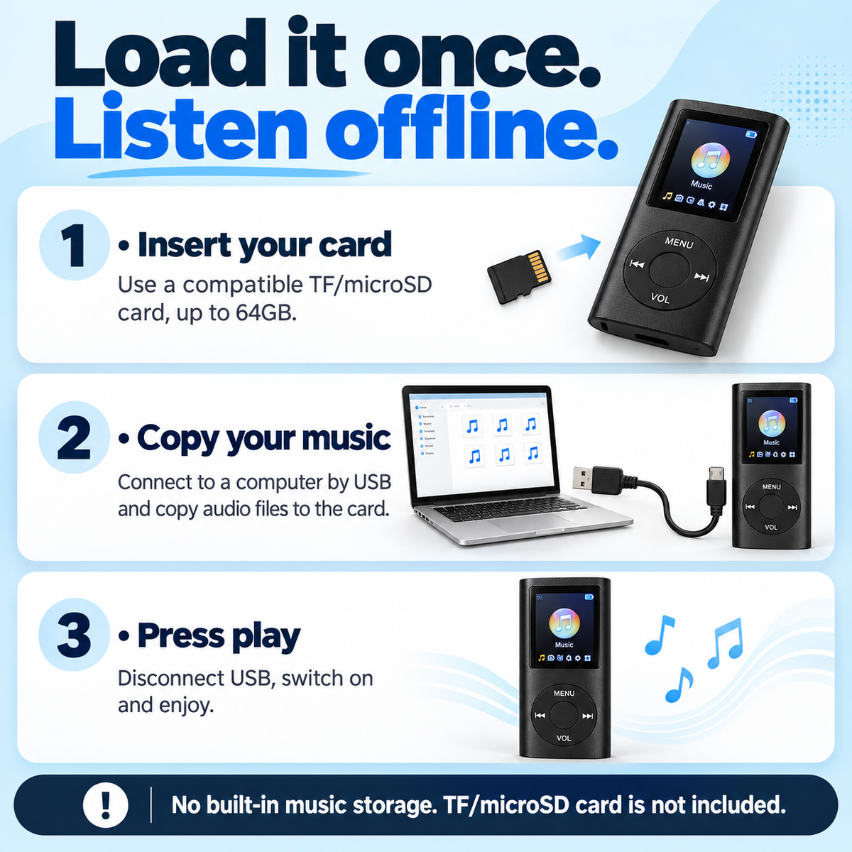 🎵 Retro MP3 Player – Classic Portable Music Player with Bluetooth & Offline Playback