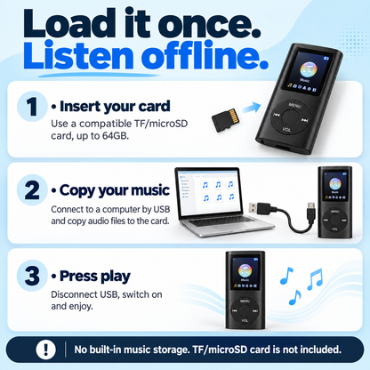 🎵 Retro MP3 Player – Classic Portable Music Player with Bluetooth & Offline Playback