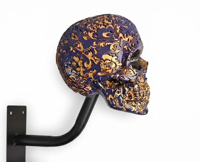 TYIIPRO™ Skull Motorcycle Helmet Holder – Punk Skull Wall Mount Rack for Helmets, Jackets & Garage Decor