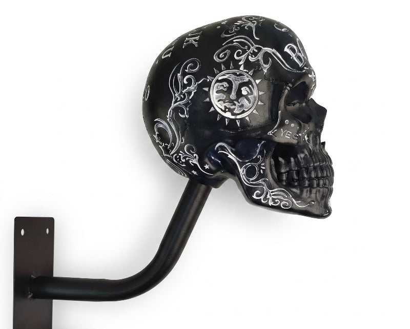 TYIIPRO™ Skull Motorcycle Helmet Holder – Punk Skull Wall Mount Rack for Helmets, Jackets & Garage Decor