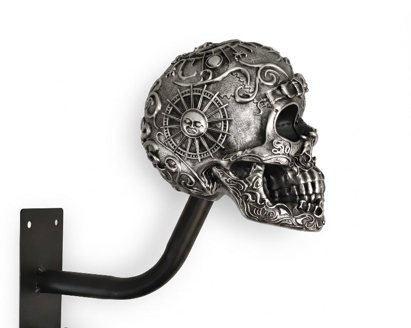 TYIIPRO™ Skull Motorcycle Helmet Holder – Punk Skull Wall Mount Rack for Helmets, Jackets & Garage Decor