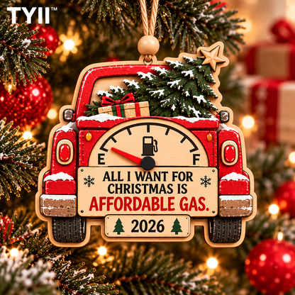 2026 Funny Christmas Wooden Ornaments – Humorous Gas, Coffee & Money Decorations, White Elephant Gifts | TYII™