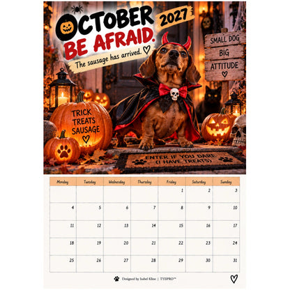 TYIIPRO™ 2027 Funny Dachshund Wall Calendar – Sarcastic Sausage Dog Calendar, A4 Monthly Dog Lover Gift