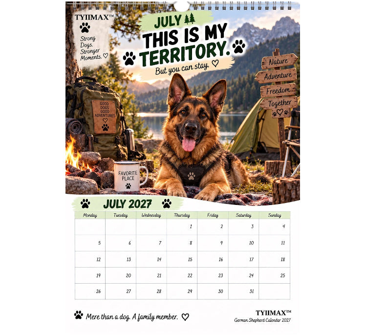 TYIIPRO™ German Shepherd Calendar 2027 – Funny 12-Month Wall Calendar for German Shepherd Lovers & Dog Owners