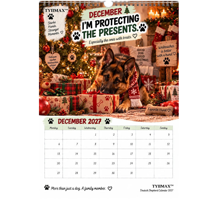 TYIIPRO™ German Shepherd Calendar 2027 – Funny 12-Month Wall Calendar for German Shepherd Lovers & Dog Owners