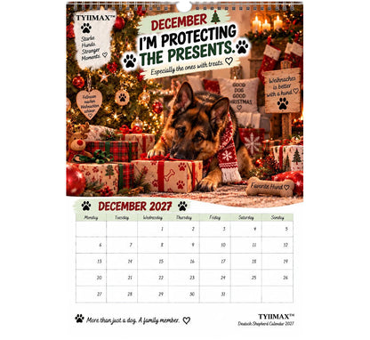 TYIIPRO™ German Shepherd Calendar 2027 – Funny 12-Month Wall Calendar for German Shepherd Lovers & Dog Owners